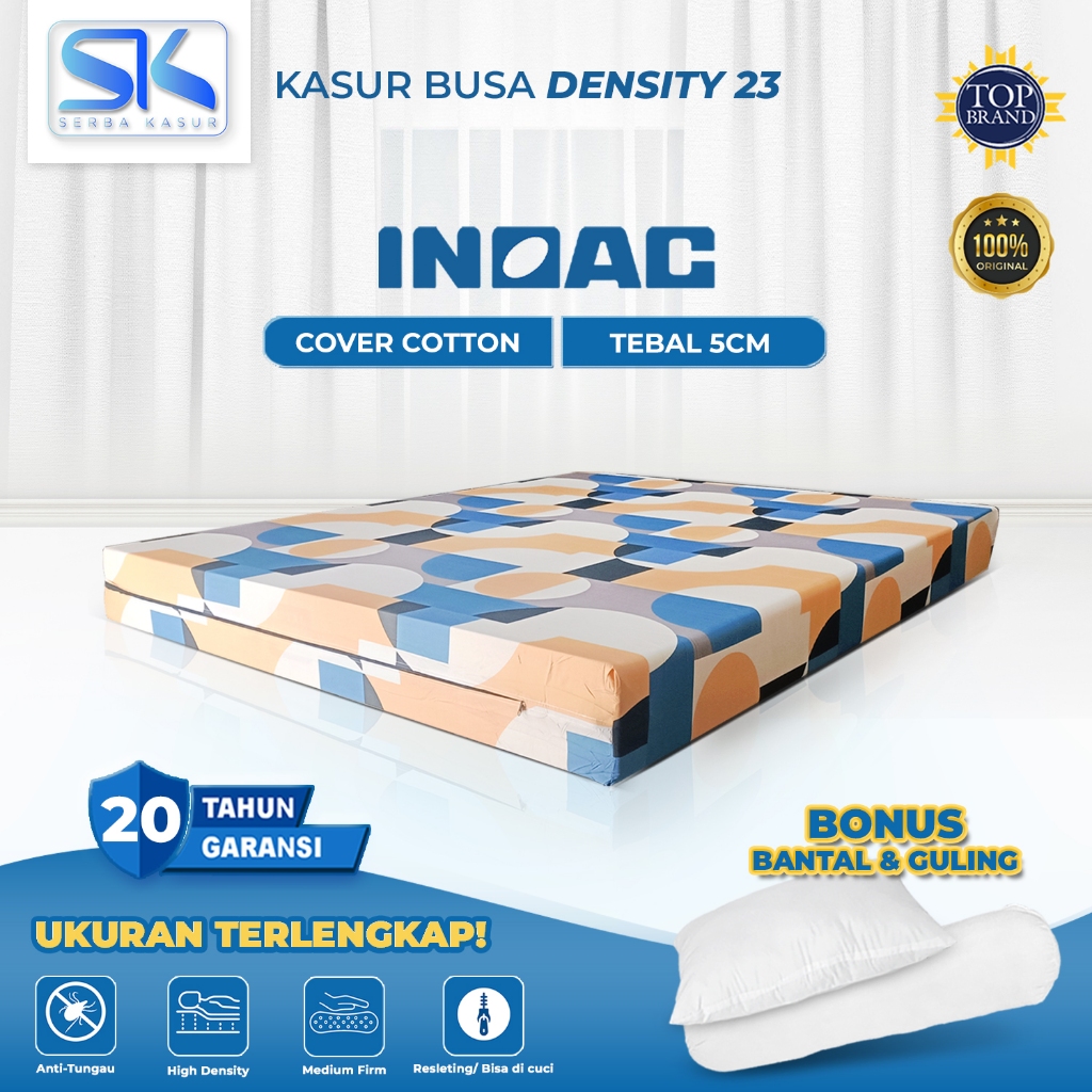 Kasur Busa INOAC Original EON D23 Tebal 5CM Garansi Resmi 20 Tahun Cover Katun Semua Ukuran | 200x18