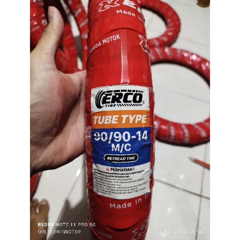 Ban Erco 90/90-14 Tube Type/Ban belakang Erco Vario125/Ban Luar Erco 90/90-14/Ban non tubles Erco Be