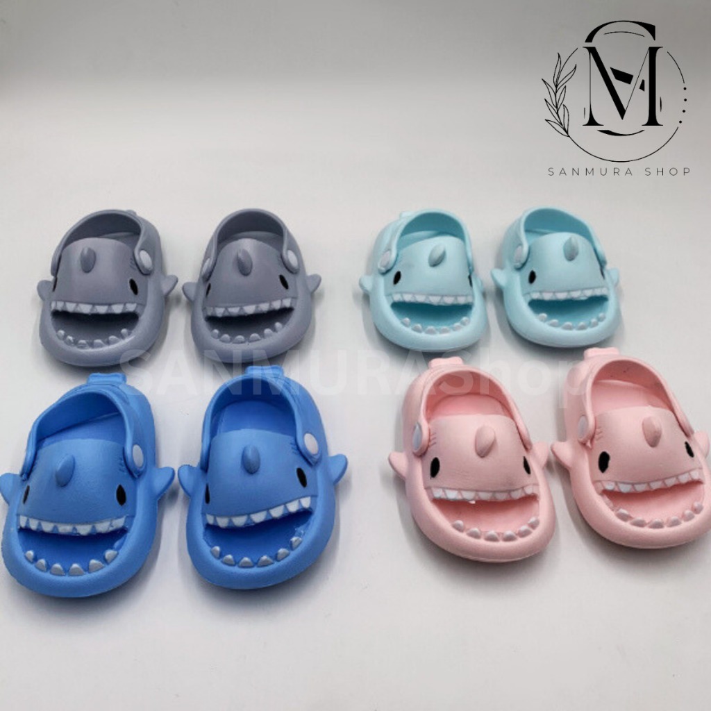 Sendal Hilos / Sandal Hilos Anak Balita Motif Karakter Ikan Hiu Unik Lucu Imut