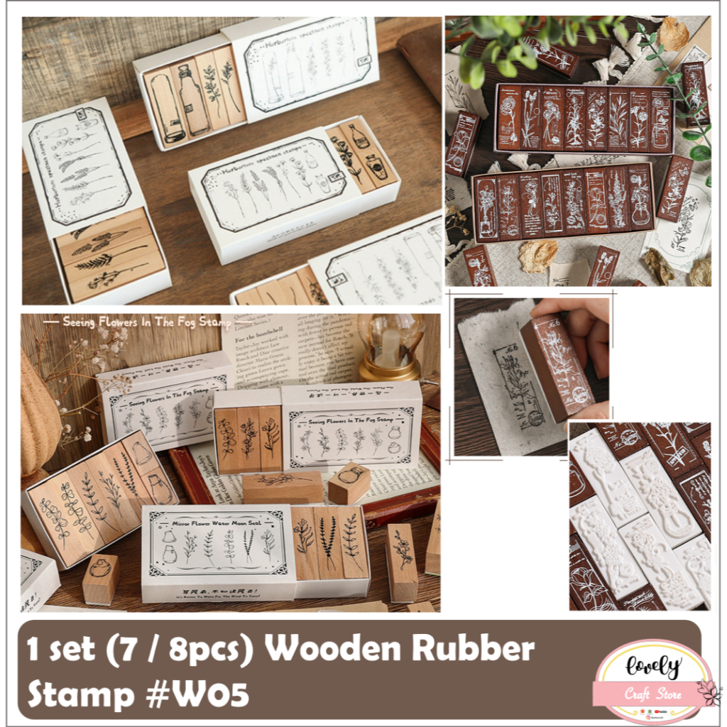 

LovelyCraftStore | W05 - 1 set 7pcs / 8pcs DIY Wooden Rubber Stamp Plant Garden Vase Stempel Kayu Vintage untuk bullet journal, bujo, Journal, Scrapbook, Diary, decoration, mahar diy