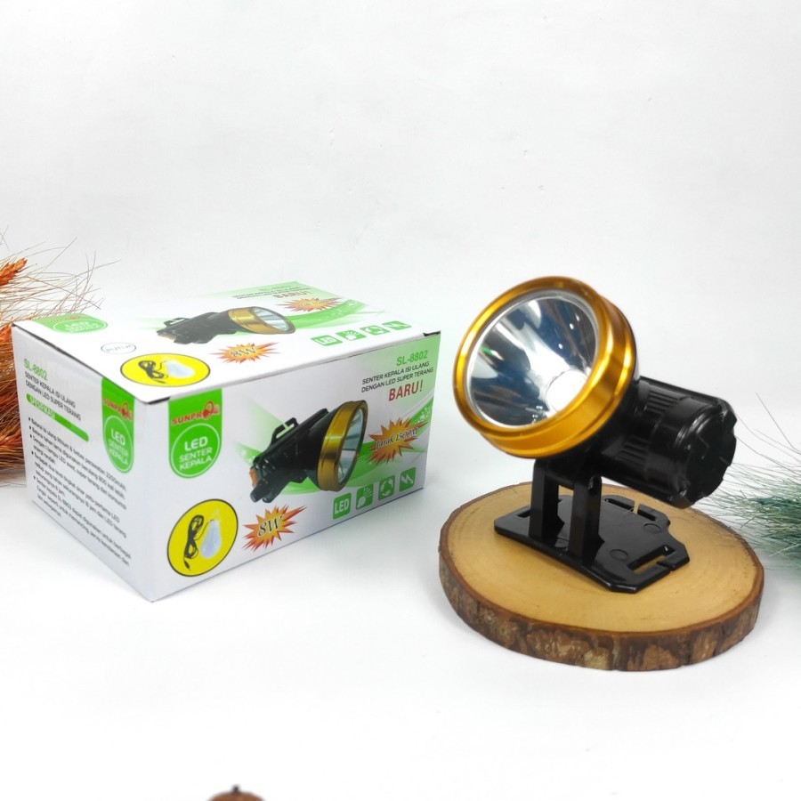Sunpro Headlamp LED Senter Kepala LED Sunpro SL-8802 8 Wat Warna Lampu Kuning / Putih Batrei Isi Ula