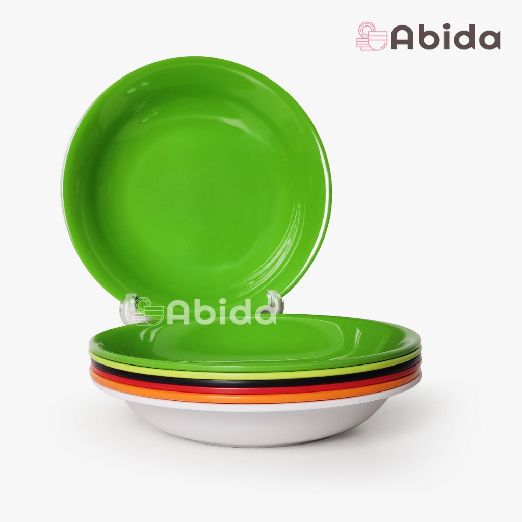 1 Lusin Piring Melamin 9 Inch - Piring Makan Lusinan - Piring Cekung - Piring Lontong - G1090