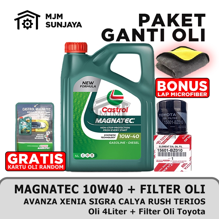 [GRATIS FILTER OLI] PAKET Ganti Oli Mesin CASTROL MAGNATEC SAE 10W-40 4 Liter TOYOTA Avanza Xenia Si
