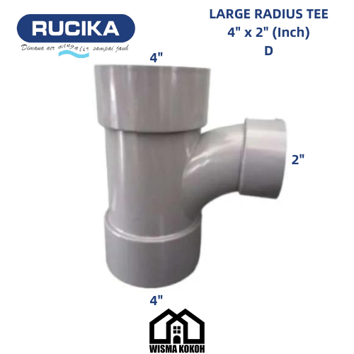 RUCIKA TEE Y / LARGE RADIUS TEE 90° PVC 4" X 2" (Inch) D