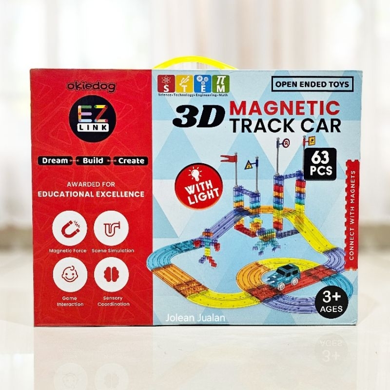 OKIEDOG EZLINK 3D MAGNETIC TRACK CAR 63PC