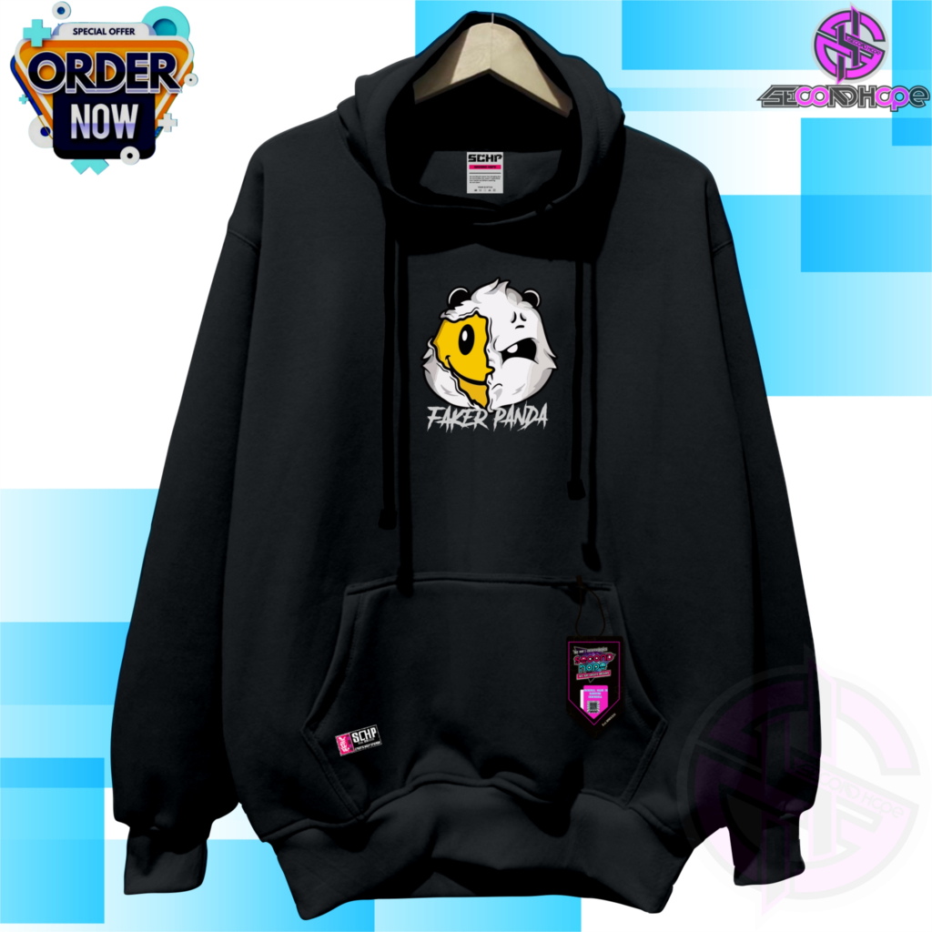 Jaket Hoodie Cowok Cewek Gambar Panda Viral Kekinian Sweater Hoodie Aesthetic Warna Hitam Ukuran