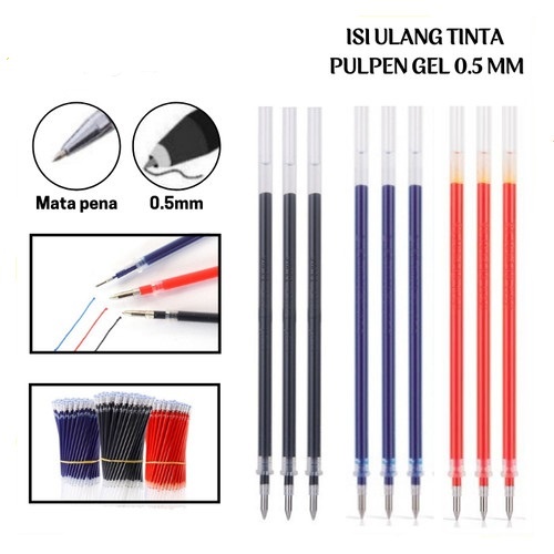 

1 pcs Refill Tinta Pulpen Bulat Gel Tinta Pena cair Isi Ulang 0.5mm Tinta Pulpen Warna Biru Hitam Merah Isi Ulang Pulpen Gel
