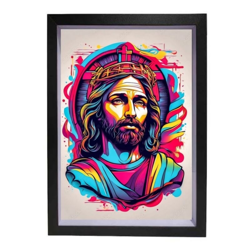 Poster cetak hiasan dinding gambar yesus Kristus vintage retro ukuran jumbo dekorasi kamar tidur rua