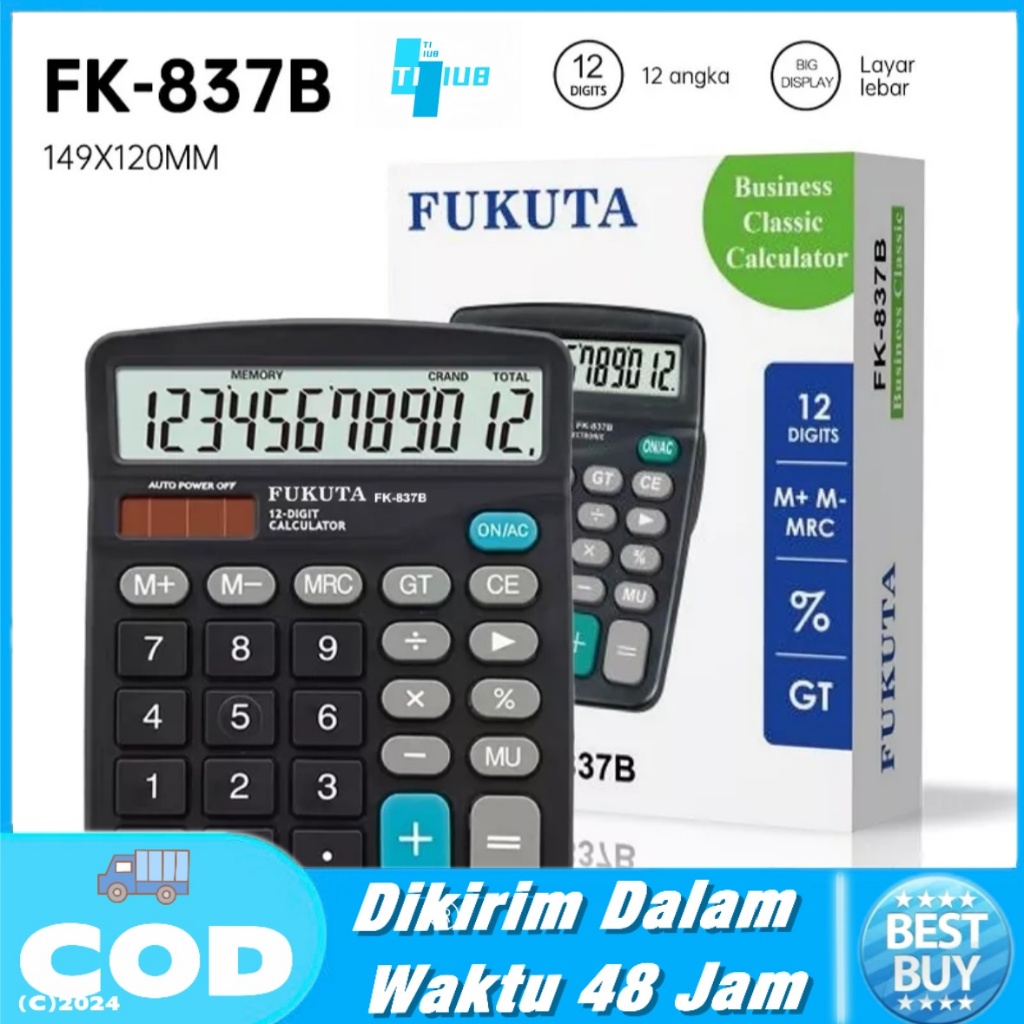 

Kalkulator FK-837B 12 Digit / Kalkulator Electronik / Kakulator Dagang Besar / Alat Hitung / Calculator Check FUKUTA