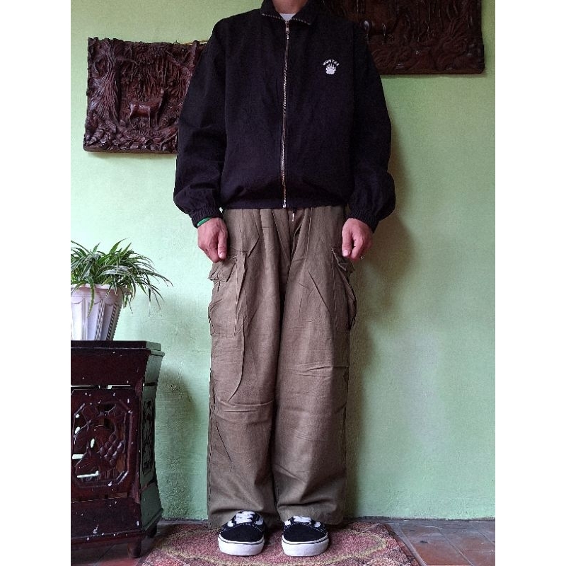 cargo pants ballon baggy hijau army - celana cargo second