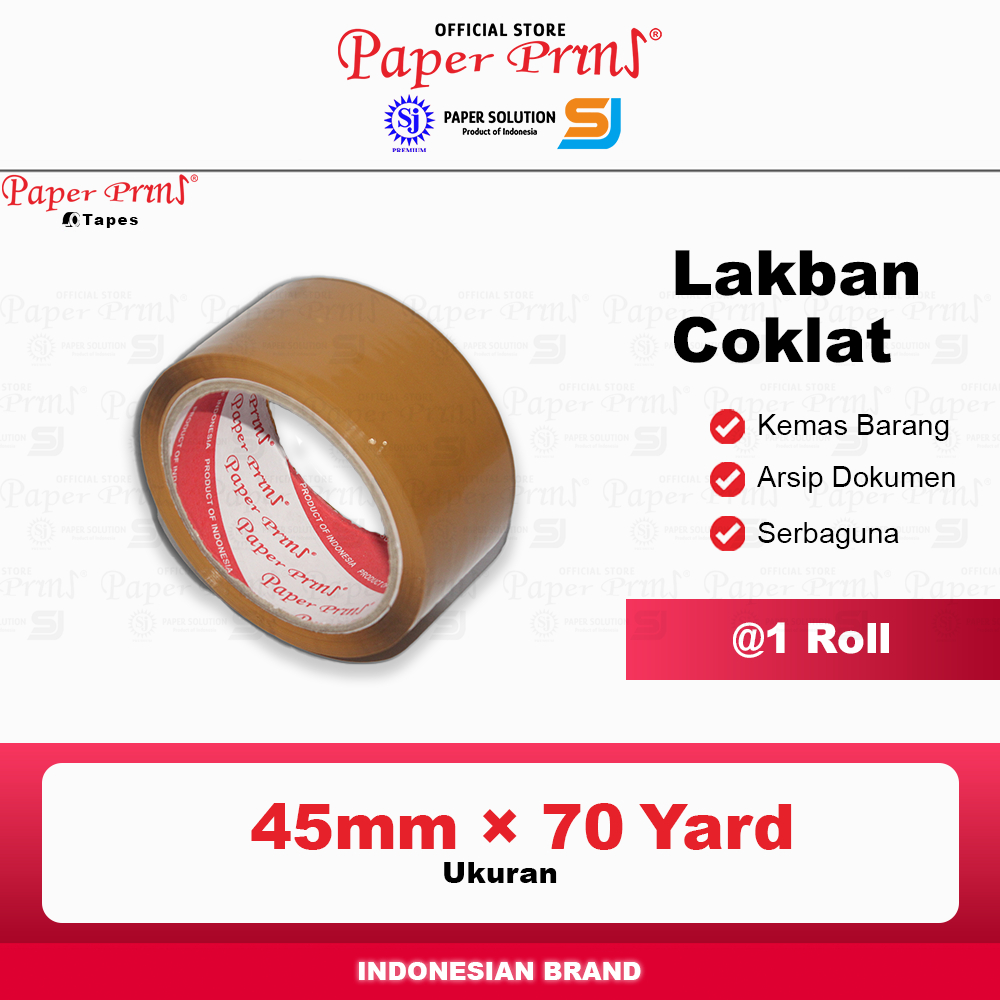 

Lakban Coklat Packaging Tape Paperpryns 45mm X 70 yard (@1 Roll)