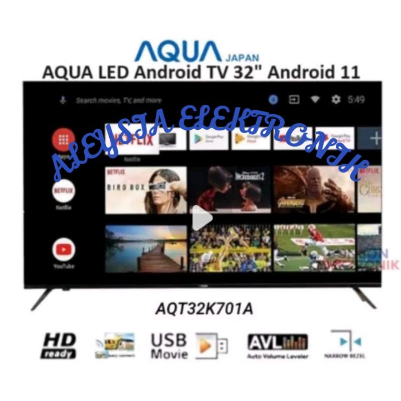 TV AQUA ANDROID 32INCHI NETFLIX/ YOUTUBE DIGITAL TV