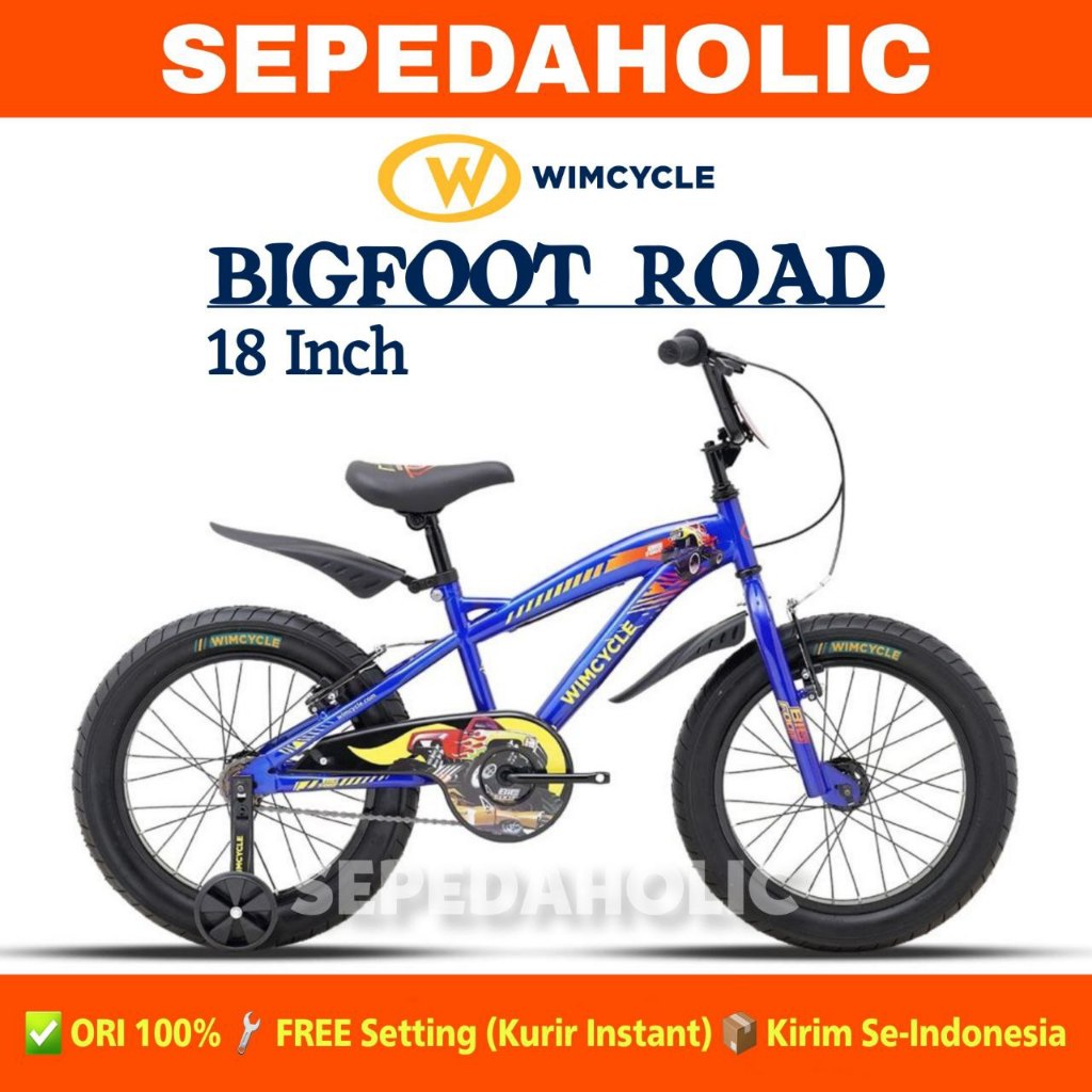 Sepeda Anak BMX WIMCYCLE BIGFOOT ROAD SERIES Ukuran 18 Inch Ban Jumbo 3.0 Usia 6-8 Tahun