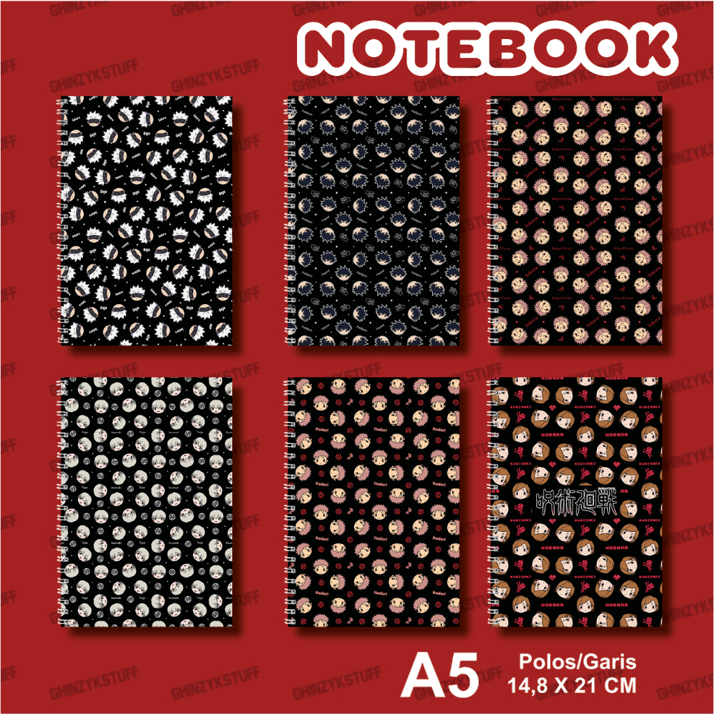 

Notebook Anime Ukuran A5 14,6 cm x 21 cm Jujutsu Kaisen Seri 3 Pattern YOTAKUSHOP