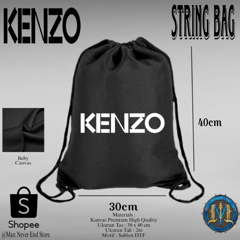 String Bag Kanvas Twill Kenzo Paris Distro / Tas Tali Serut Gymsack Baby Canvas Twill Distro Kenzo P