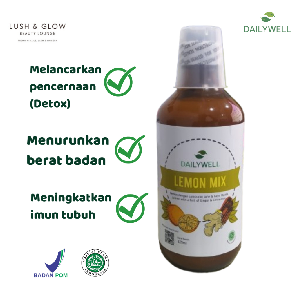 

Lush and Glow x Dailywell Lemon Mix 325ml Minuman Slimming dan Detox Bpom & Halal [Jus Diet/Menurunkan Berat Badan]