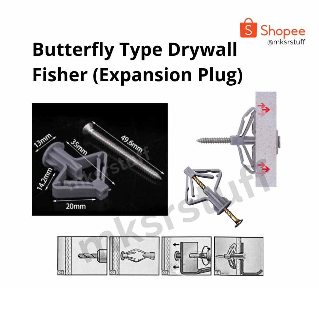 (100pcs) - Gypsum Screws / Pengencang Skrup Gypsum / Expansion Bolt / Nylon Toggle Gypsum Drywall Fi