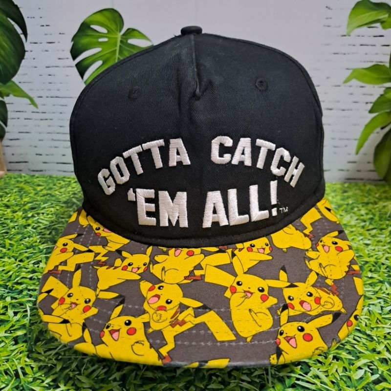 Topi Pokemon Pikachu Pokeball Flat Bill Snapback Baseball, Nintendo Licensed Ball, Youth, Original.
