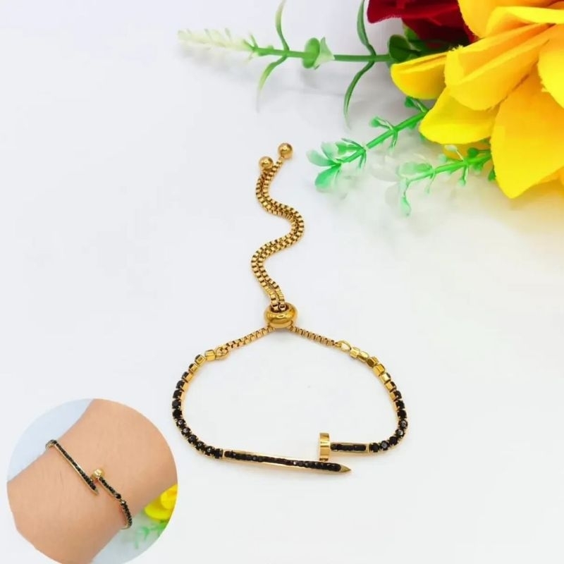 Gelang Serut Model Paku Titanium Anti Karat