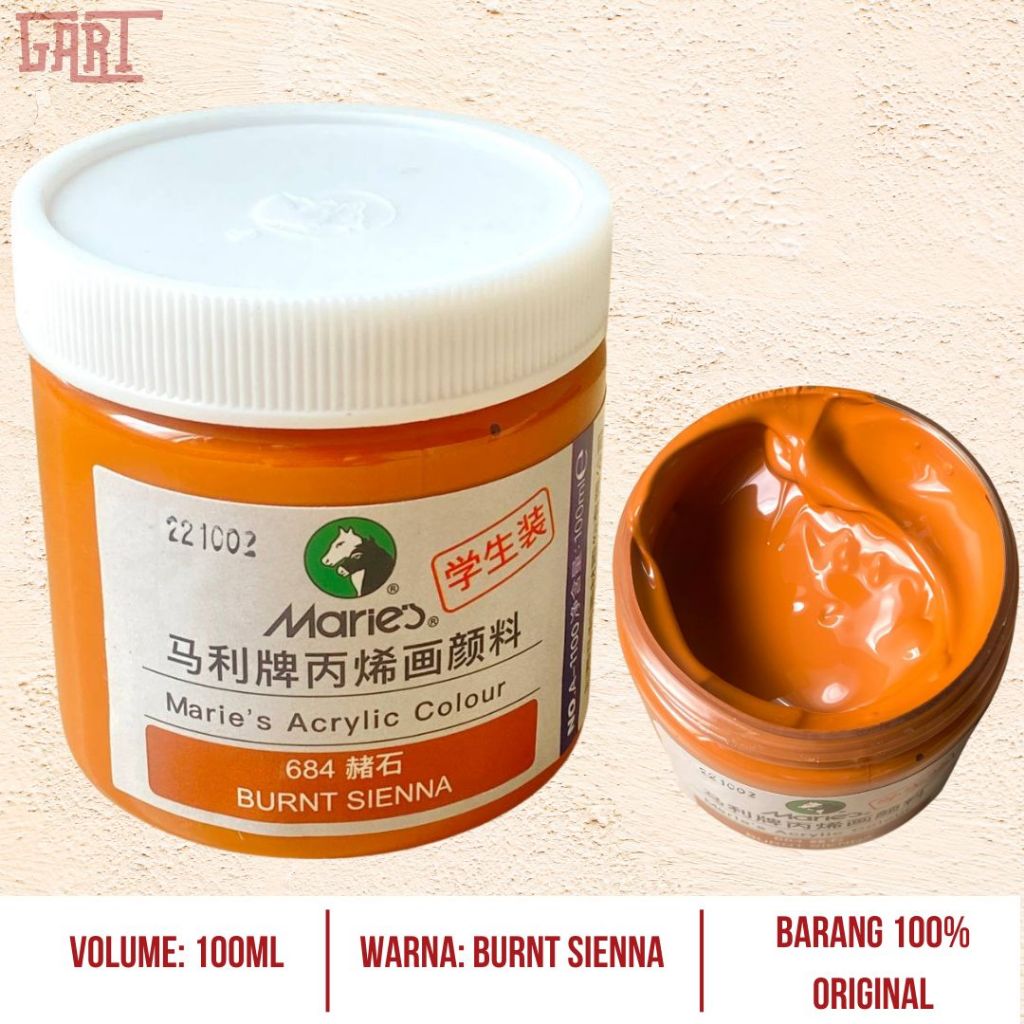 

CAT AKRILIK WARNA Burnt Sienna ( Marie's ) - Cat Lukis Coklat - Burnt Sienna Acrylic Color 100 ml - Cat Lukis Akrilik Warna Burnt Sienna - Warm Brown - Cat Warna Lukis Kanvas Bagus Murah