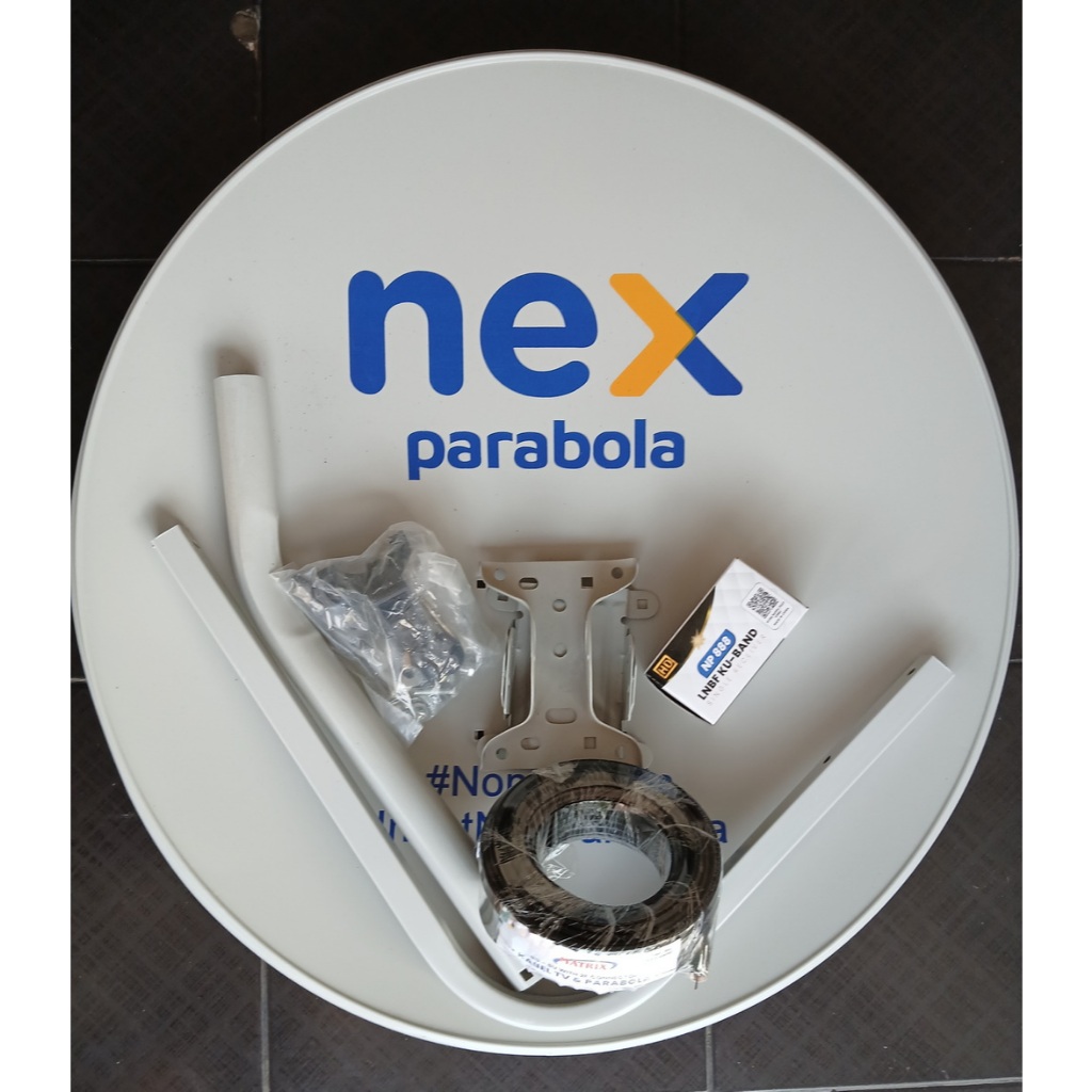 Dish Parabola Solid Offset Diameter 60cm berikut LNB dan Kabel " Nex Parabola "