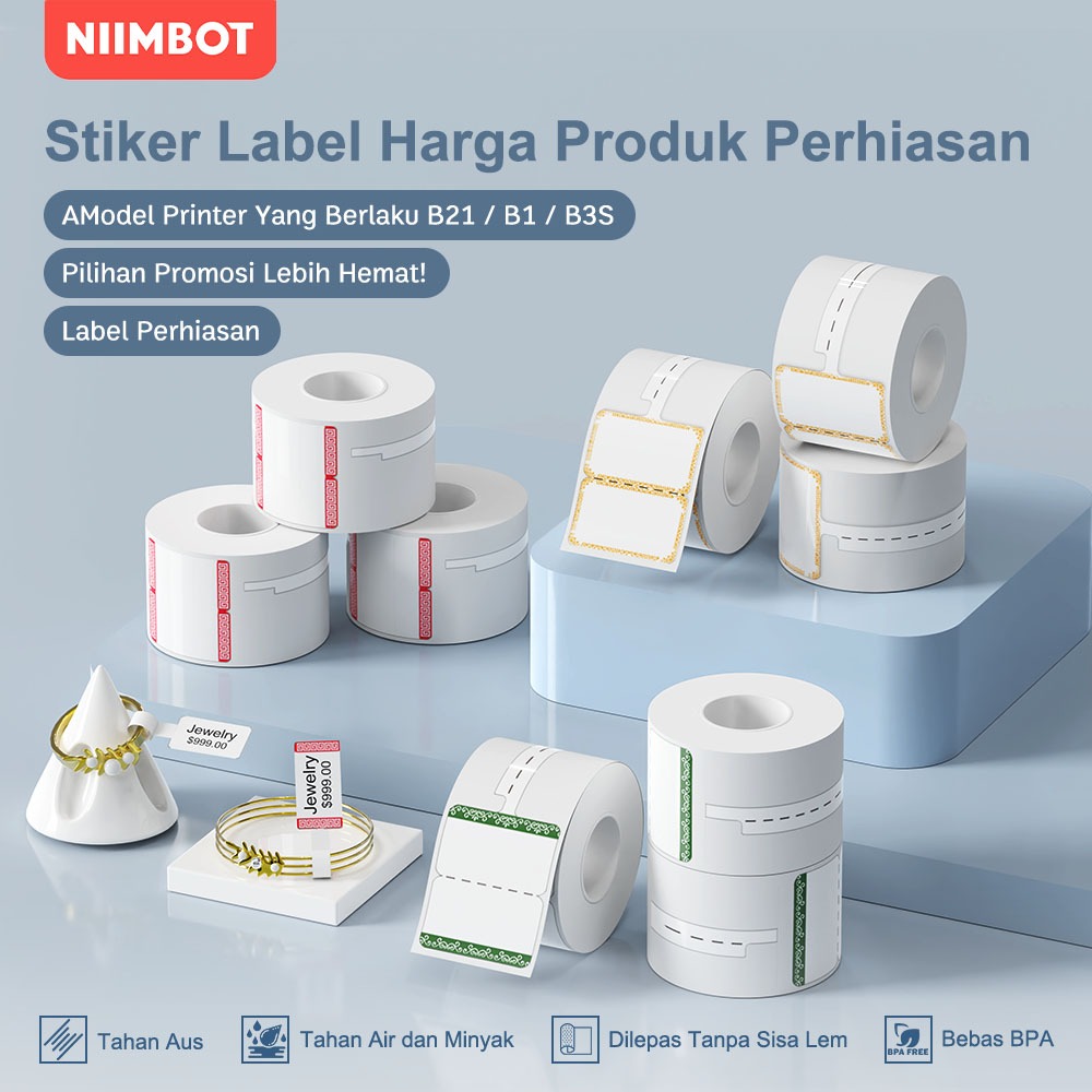 

NIIMBOT B21/B1/B3S Stiker Harga Perhiasan, Cocok untuk Mencetak Label Harga pada Kalung dan Cincin