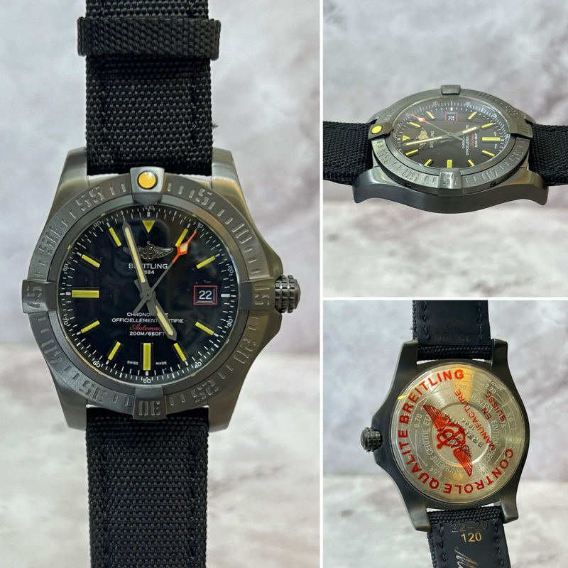 Breitling avengers blackbird 44, matic swiss clone 44mm diam, coated titanium