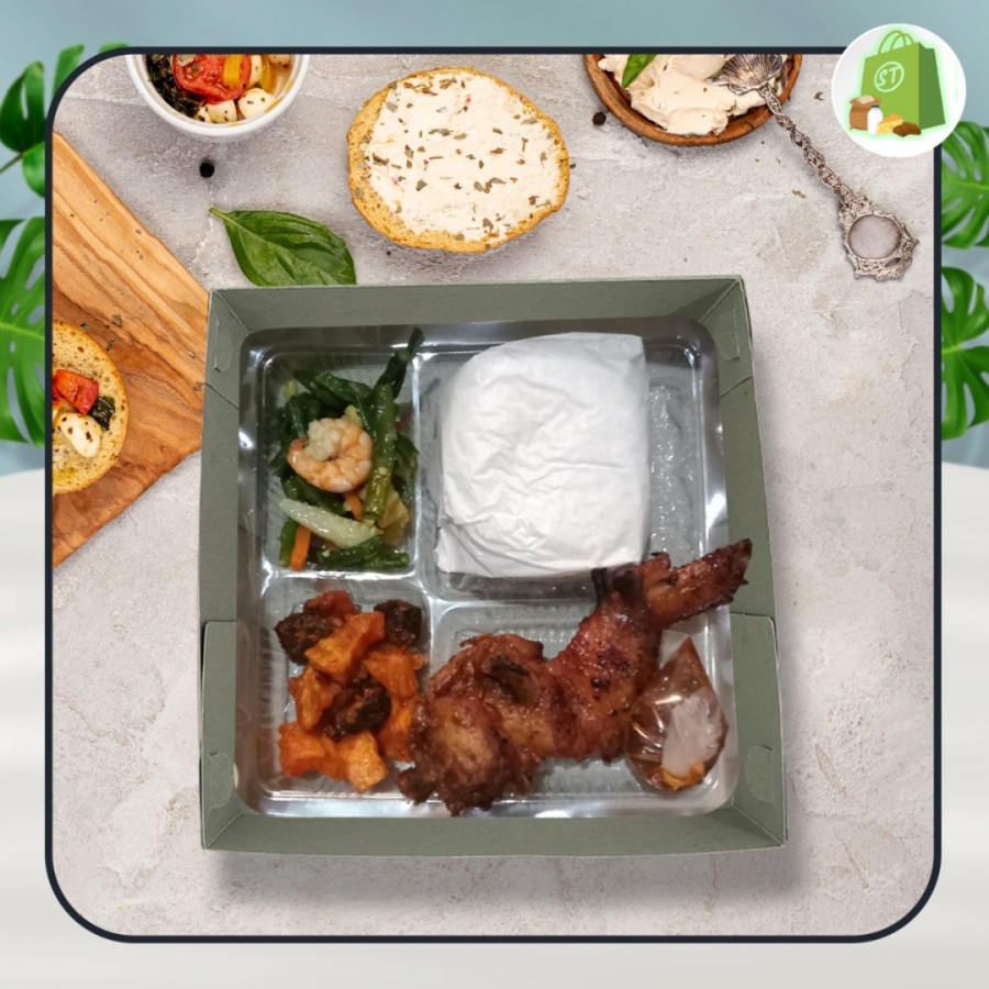 

Box Nasi / Dus Kotak 18 X 18 / 20 x 20 Tebal 400g Putih Ukuran 400 Gram isi 50
