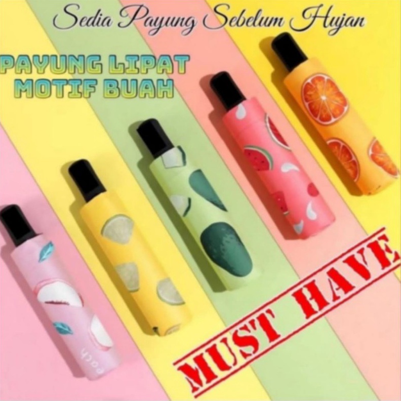 KF7 Payung Lipat Import Motif Buah Buahan Payung Manual