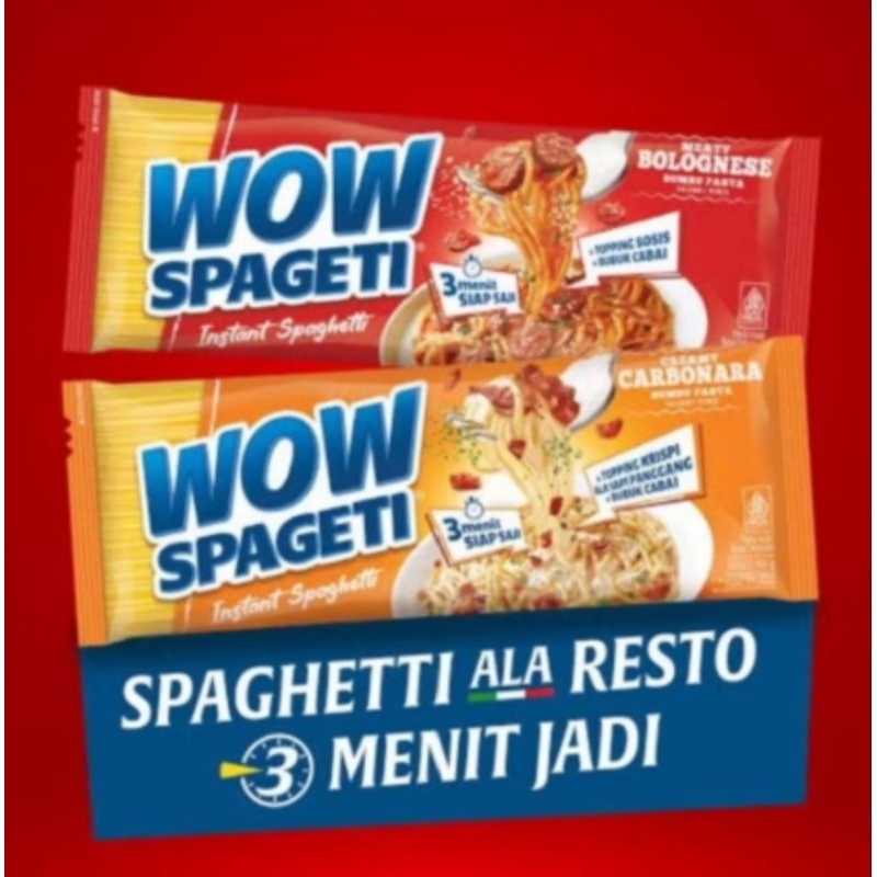 

Wow spageti instan creamy carbonara 88gr dan bolognese 84gr