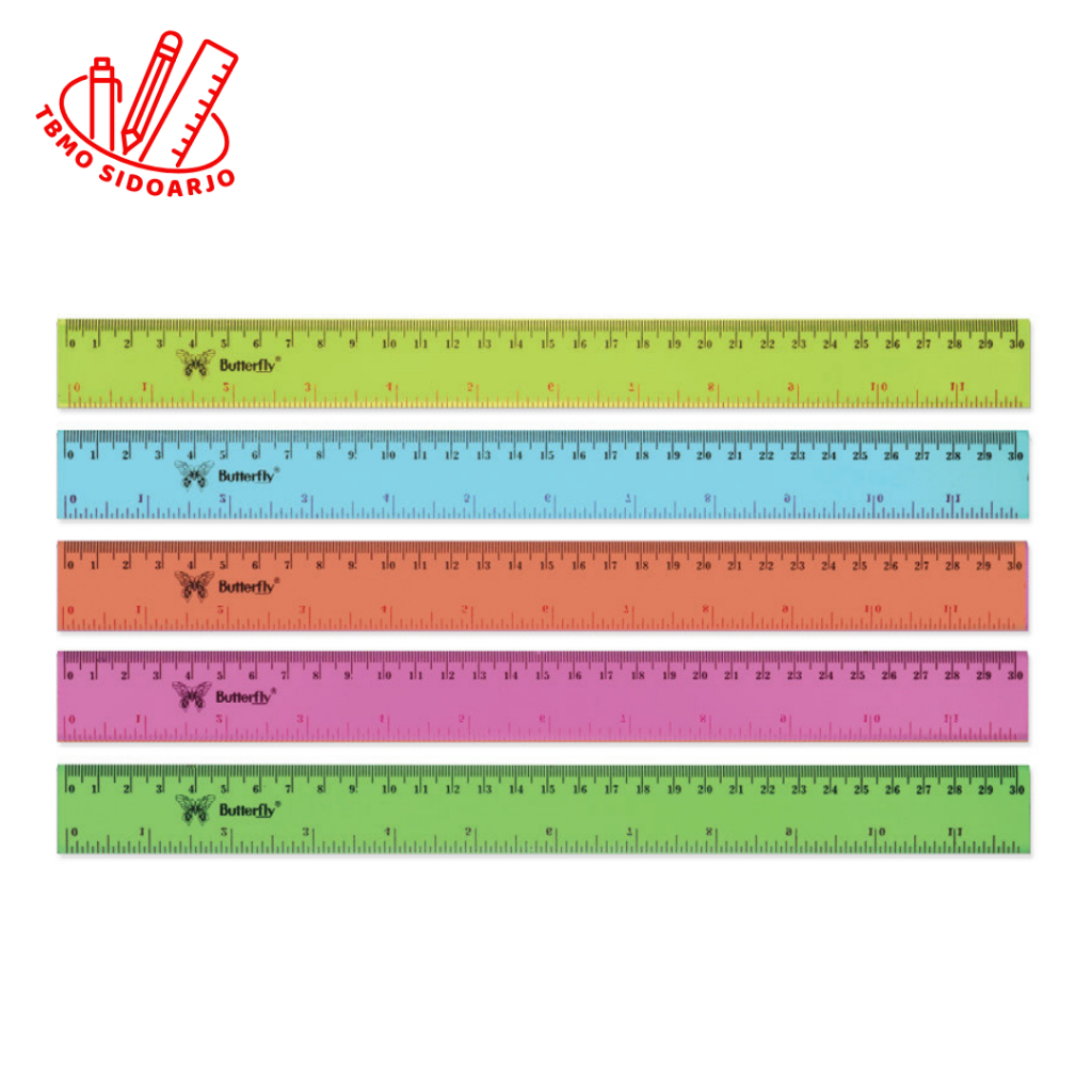 

TBMO Penggaris Butterfly 30cm Warna / Penggaris Plastik Butterfly