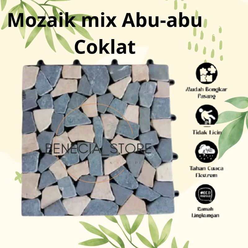 Decking Tile Batu alam mozaik mix - Batu ubin Mozaik mix bongkar pasang - Batu alam mozaik mix decki