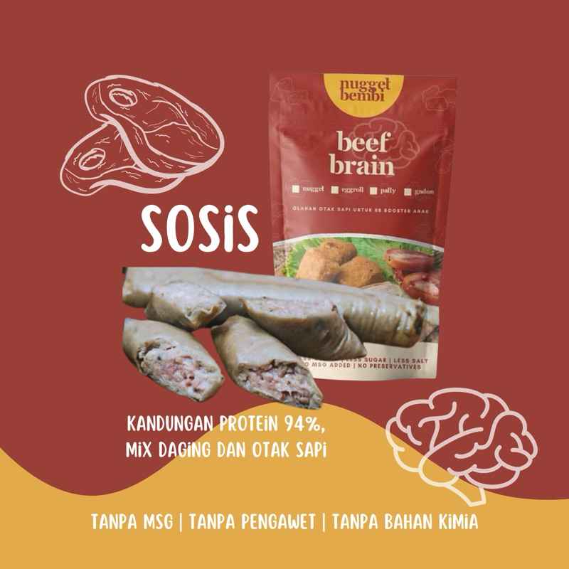 

Sosis Otak mix Daging Sapi | Beef Brain Sosis | MPASI GLUTEN FREE NUGGET BEMBI | KURIR INSTAN SAMEDAY