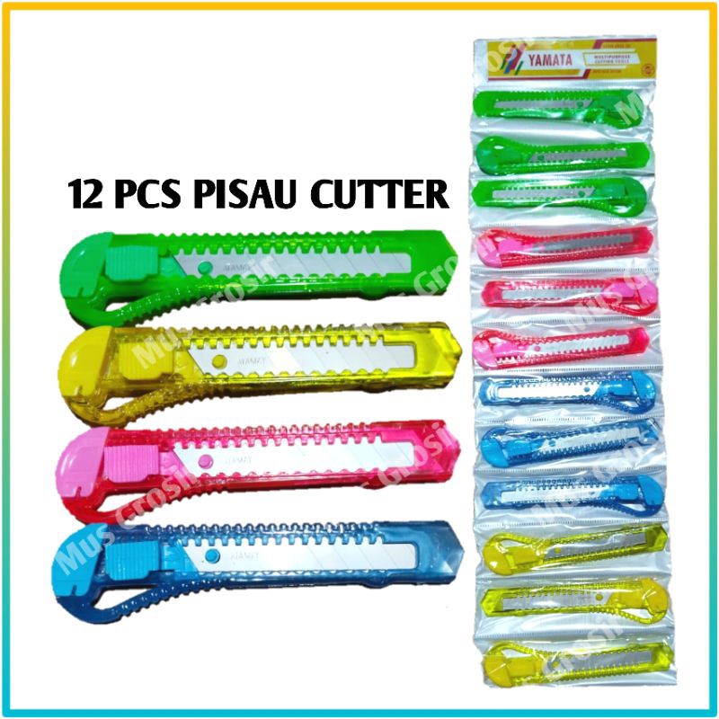 

Pisau Cutter Karter Besar Yamata Warna Warni L500 1Renteng 12Pcs
