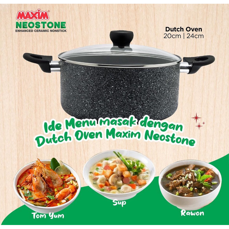 Maxim Neostone Dutch Oven Panci Keramik panci anti baret anti lengket