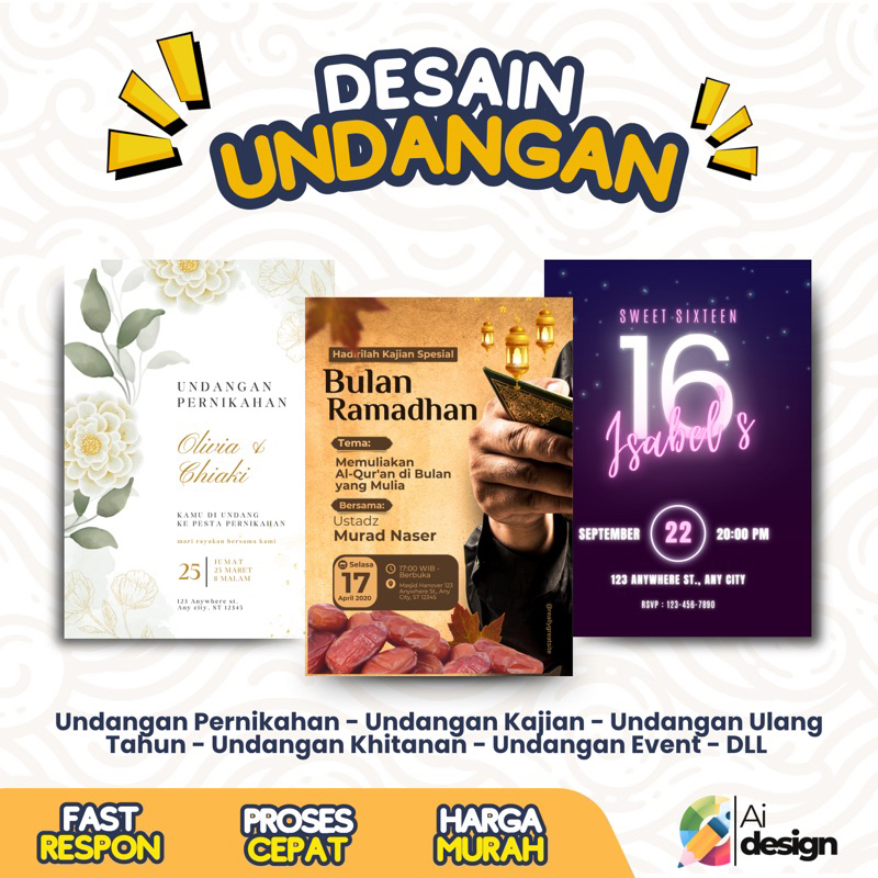 TERMURAH JASA DESIGN UNDANGAN PERNIKAHAN, UNDANGAN ULANG TAHUN, UNDANGAN KHITANAN, UNDANGAN 7 BULANA