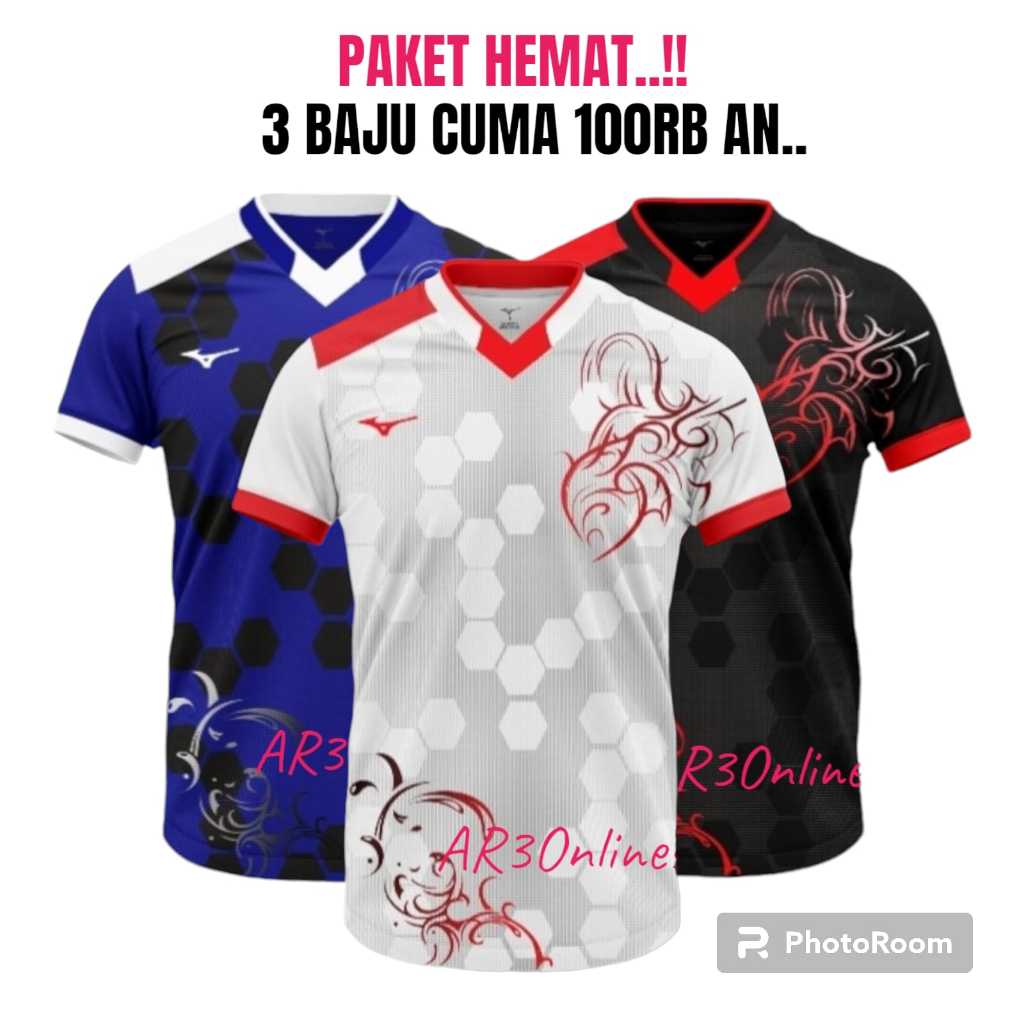 ( 3PCS BAJU HANYA 100RB ) Baju olahraga pria/wanita kaos badminton bulutangkis volly tenis takraw se