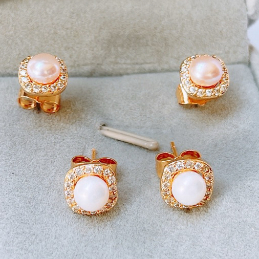 ANTING CEPLIK / ANTING GIWANG MUTIARA PUTIH PEACH • Giwang Tusuk Bhayangkari • Stud Mutiara • Giwang