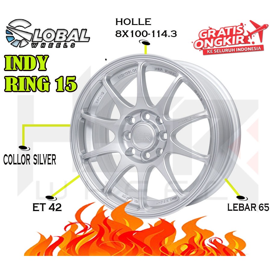 Velg Mobil HSR Indy Ring 15 Buat Mobil Avanza Kijang Vios Etios Mobilio Brio Datsun