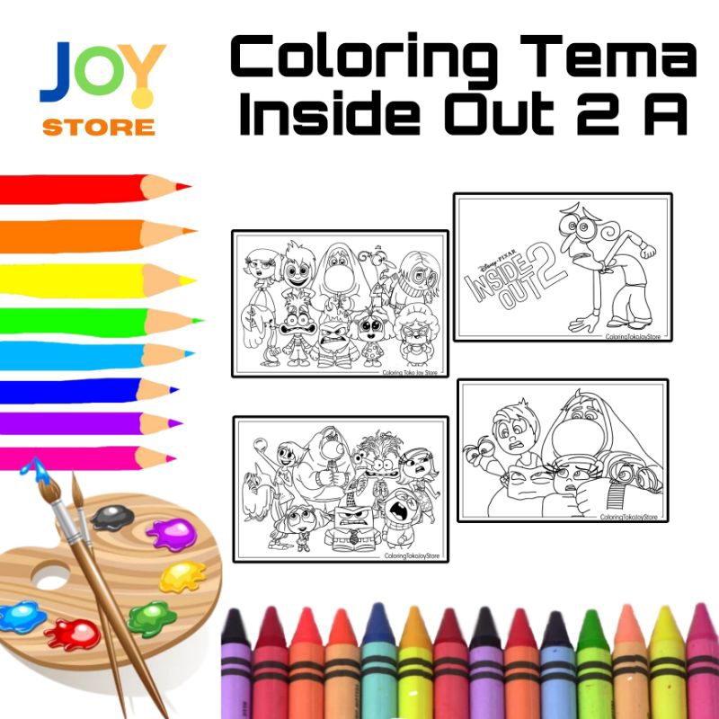 

Kertas Gambar Mewarnai Anak ukuran A4 dan A5 150 gsm - Coloring Paper Tema Inside Out 2 A Toko Joy Store