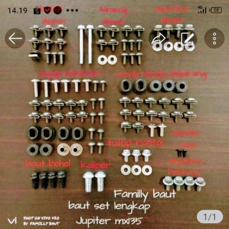 baut body full set jupiter mx 135 new