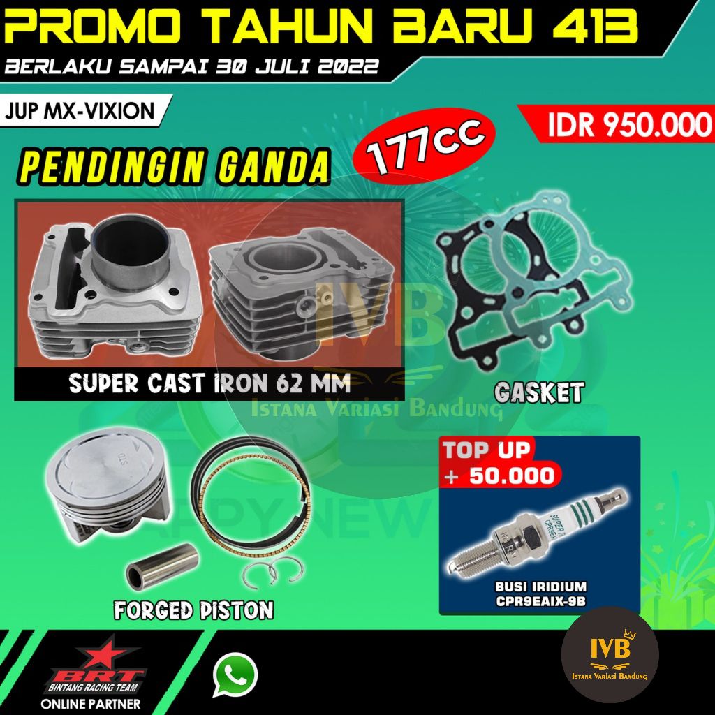 Paket Bore Up BRT Blok GEN 3 Double Cooler Mx New | MX King | Vixion | R15 62mm (Original)