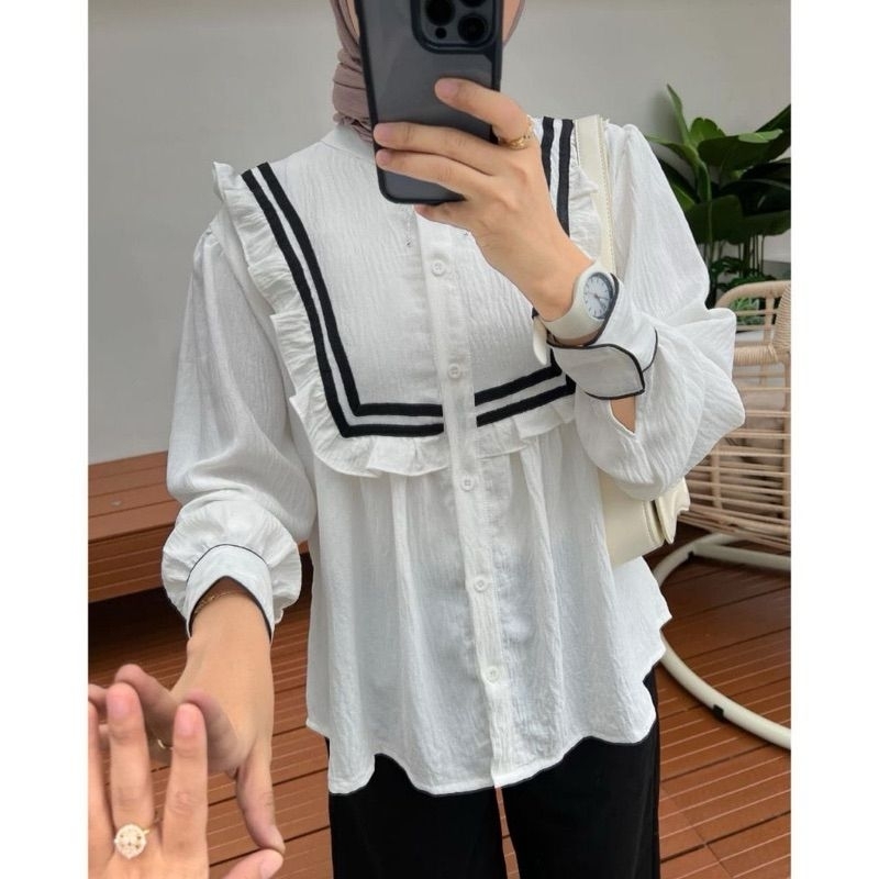 Blouse Ruffle Crinkle Airflow Wanita Masa Kini//Viral Kekinian//Grosir Atasan