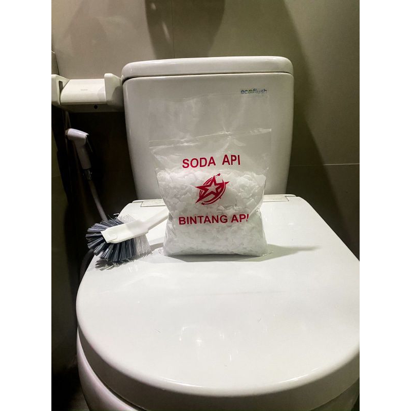CAUSTIC SODA FLAKE 1KG / SODA API BINTANG API / PEMBERSIH SALURAN WC KLOSET DAN SALURAN PIPA