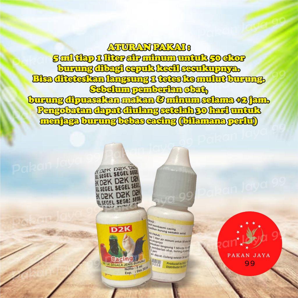 Cacing D2K Vitamin Obat Burung Sakit Cacingan Kurus Nyilet Jadi Sehat Gemuk Gacor Bunyi Lincah