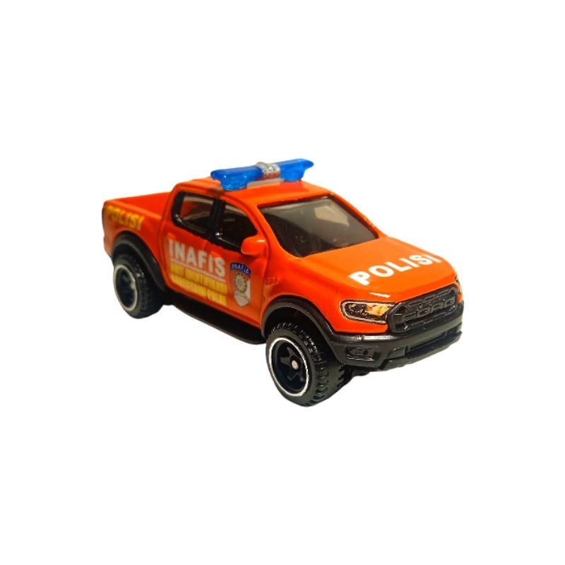 DIECAST SKALA 1/64 HOTWHEELS FORD RANGER CUSTOM MOBIL POLISI INAFIS