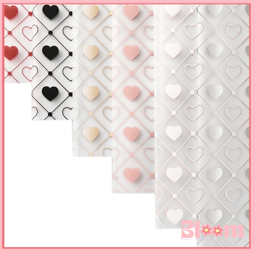 

Kertas Buket Bunga Wrapping Paper Heart Semi Transparent Cellophane Motif Love Ecer Lembaran KB6104