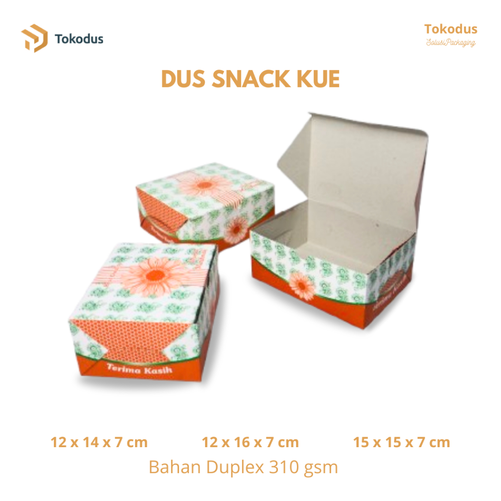 

Box Snack/Dus Snack/Dus Kemasan Makanan 14 x 12 /Dus Kue/Kotak Makan Takeaway - Tokodus Bandung