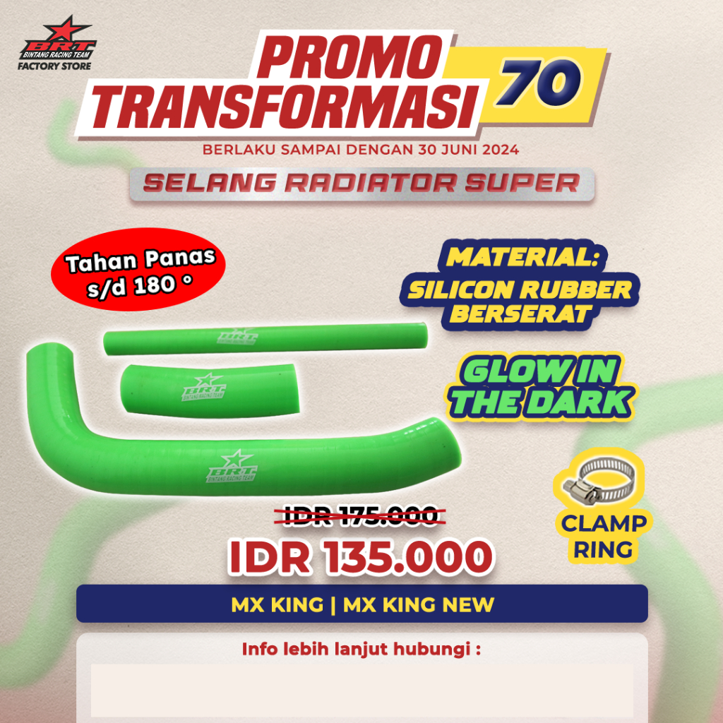 SELANG RADIATOR BRT TUBE RADIATOR SUPER BRT -  MX KING NEW / MX KING - BINTANG RACING TEAM