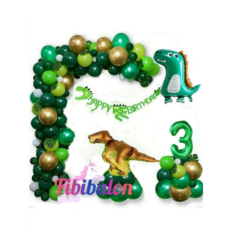 Paket Dekorasi Garland Dinosaurus/Dekorasi Simple Ulang Tahun Anak Tema Dinosaurus